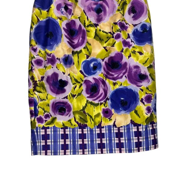 Yoana Baraschi Anthropologie Floral Pencil Skirt Size 4 Purple Blue Midi Retro - Picture 3 of 8